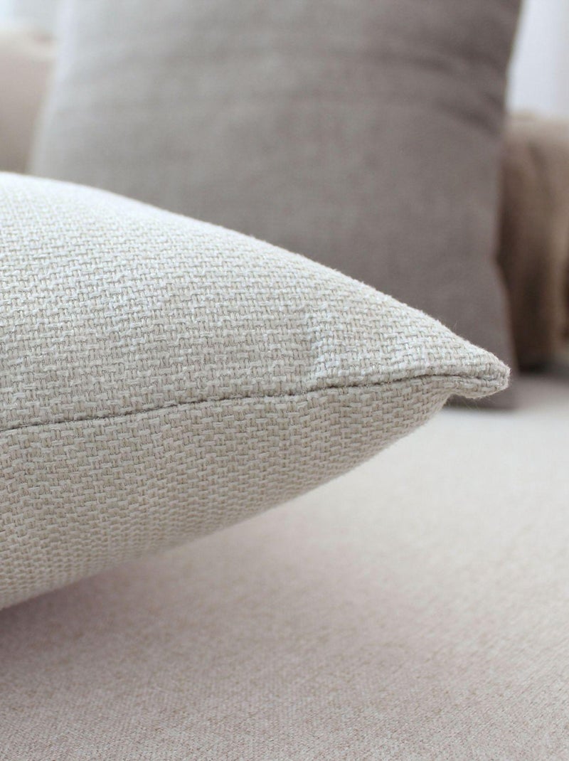 Coussin déhoussable en velours chenillé Ecru - Kiabi