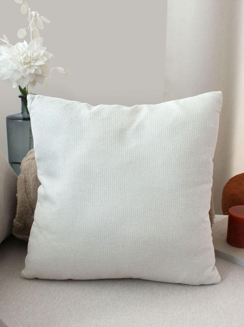 Coussin déhoussable en velours chenillé Ecru - Kiabi
