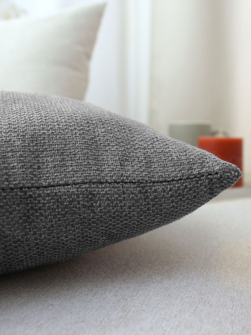 Coussin déhoussable en velours chenillé Gris foncé - Kiabi