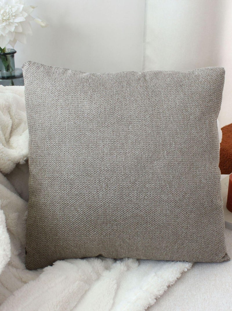 Coussin déhoussable en velours chenillé Taupe - Kiabi