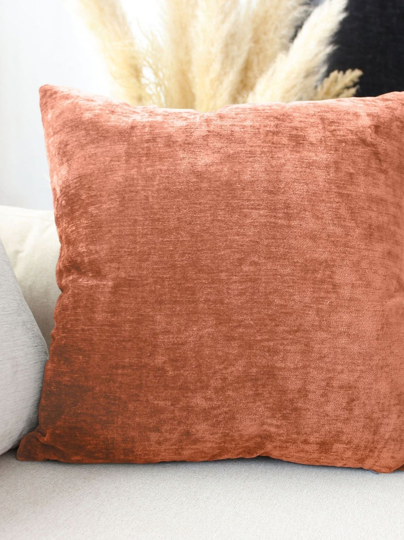Coussin déhoussable en velours Cuivre - Kiabi