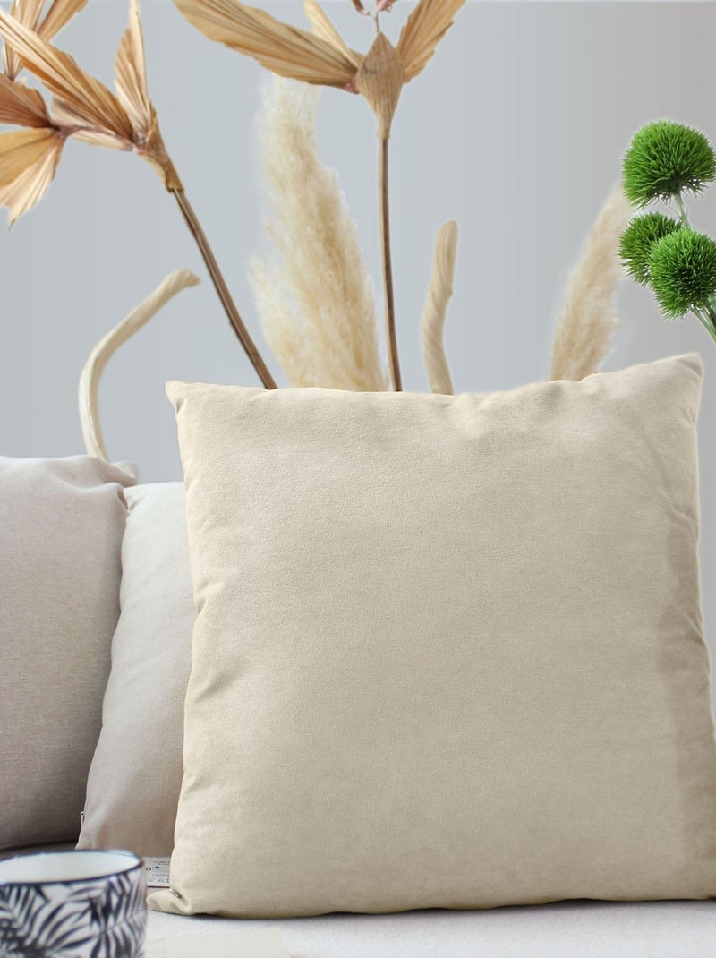 Coussin dehoussable en velours Ecru - Kiabi