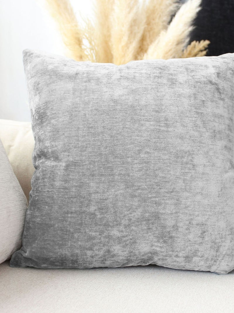 Coussin déhoussable en velours Gris clair - Kiabi