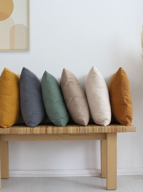 Coussin dehoussable en velours - Kiabi