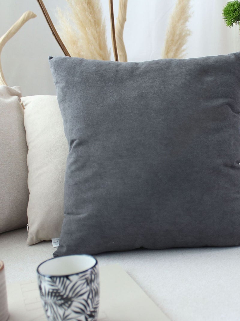 Coussin dehoussable en velours Gris foncé - Kiabi
