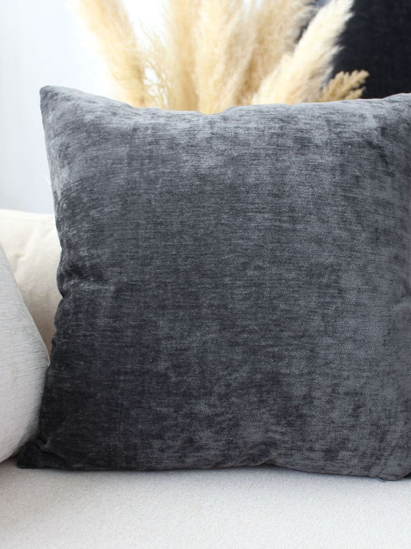 Coussin déhoussable en velours Gris foncé - Kiabi