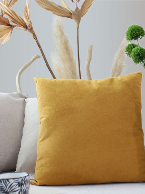 Coussin dehoussable en velours - Kiabi