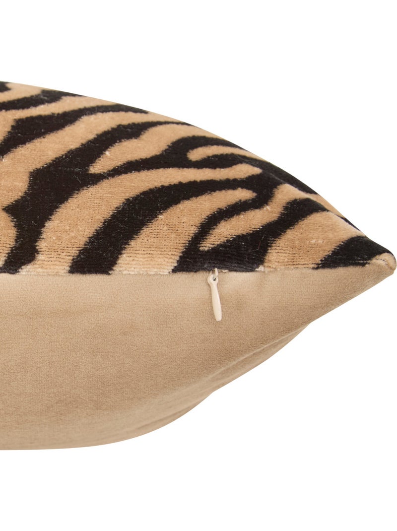Coussin déhoussable en velours LYNRA Noir Marron - Kiabi