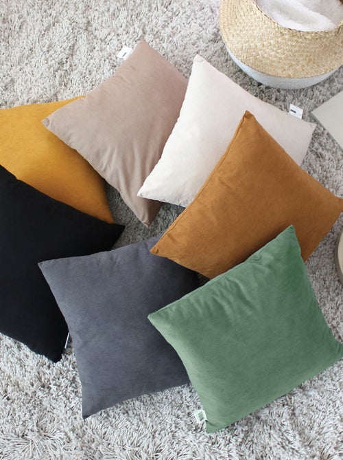 Coussin dehoussable en velours - Kiabi