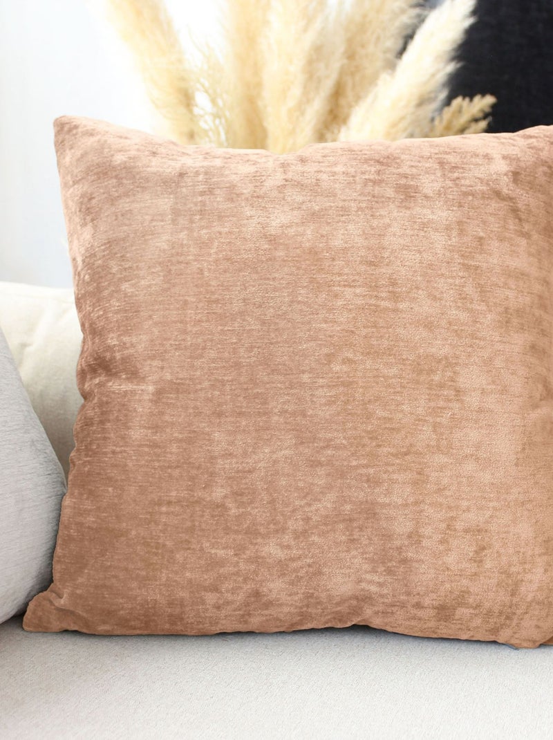 Coussin déhoussable en velours Orange clair - Kiabi