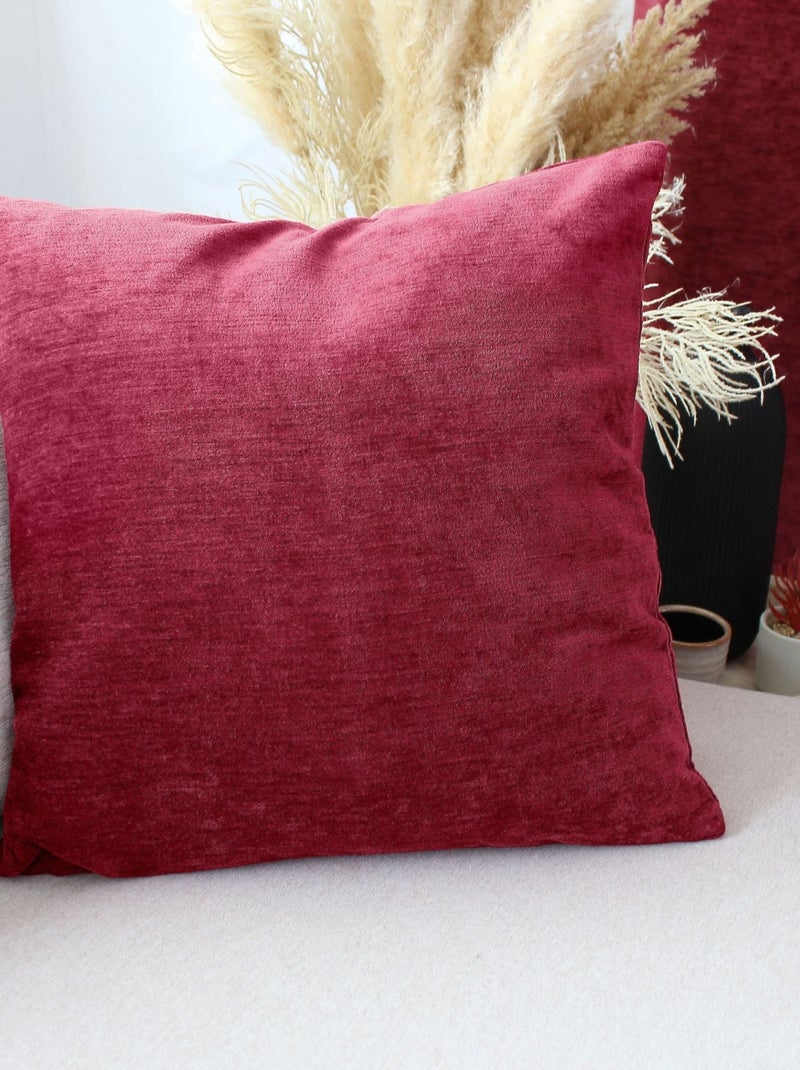 Coussin déhoussable en velours Rouge foncé - Kiabi