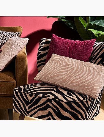 Coussin déhoussable en velours tigris