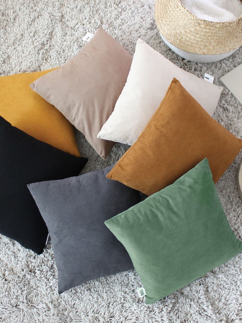 Coussin dehoussable en velours Vert clair - Kiabi