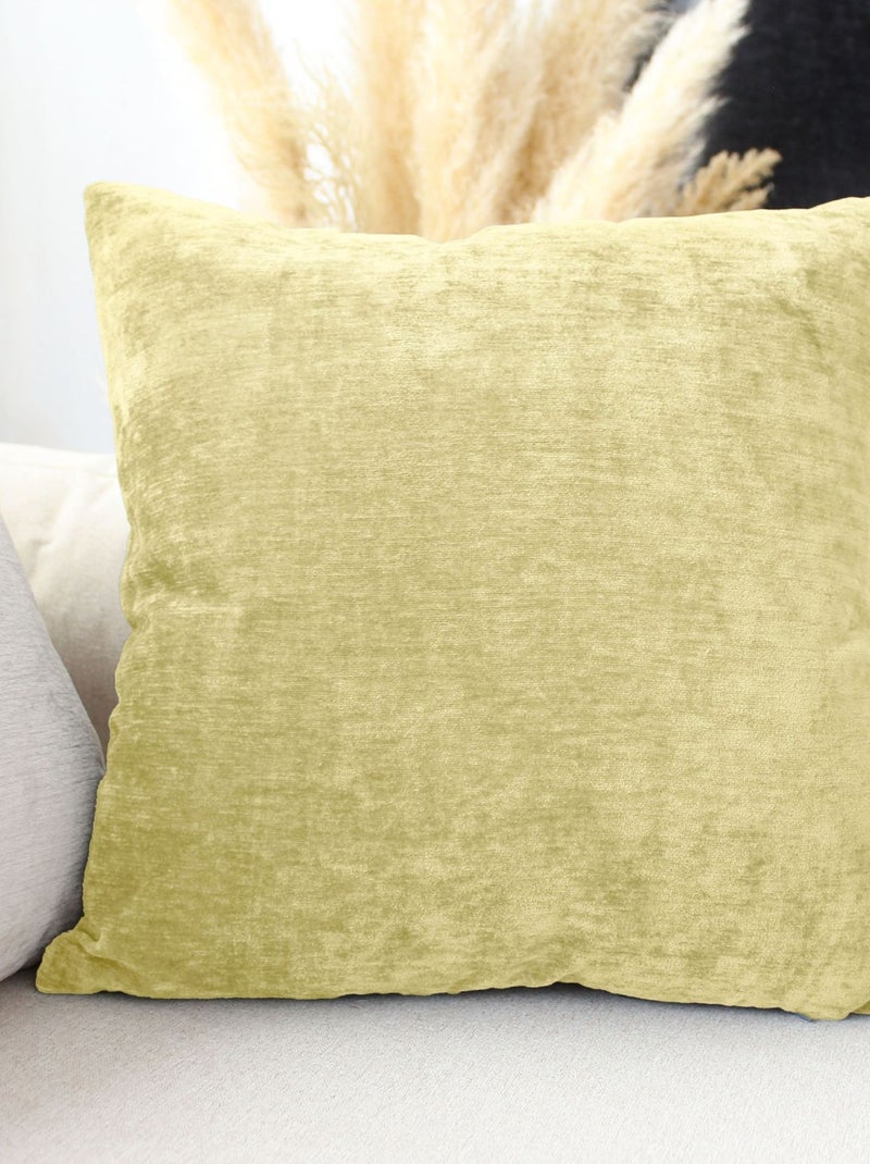 Coussin déhoussable en velours Vert - Kiabi