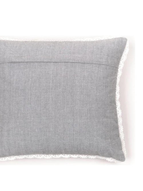 Coussin déhoussable finition dentelle coton uni CHARME - Kiabi