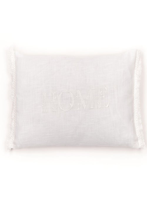 Coussin déhoussable finition franges coton uni CHARME - Kiabi