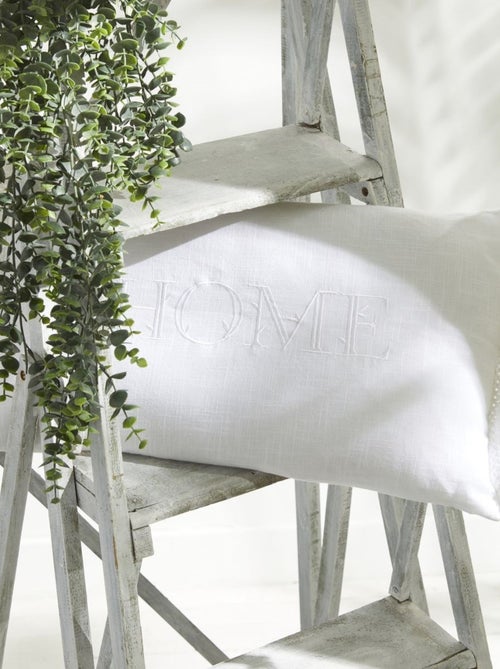 Coussin déhoussable finition franges coton uni CHARME - Kiabi