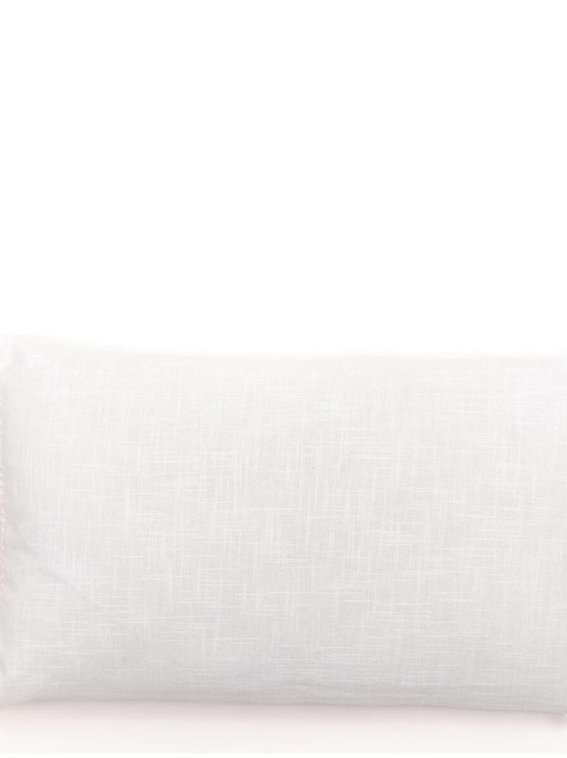 Coussin déhoussable finition franges coton uni CHARME Blanc - Kiabi
