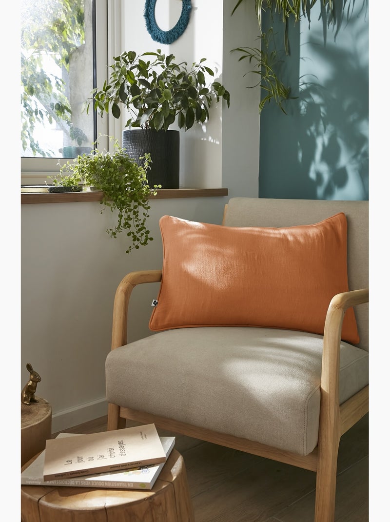 Coussin déhoussable GAIA – Gaze de coton avec passepoil élégant Abricot - Kiabi