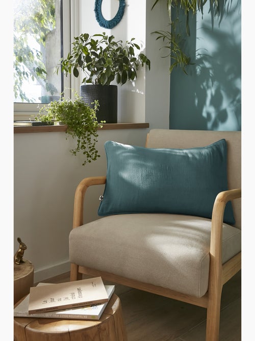 Coussin déhoussable GAIA Gaze de coton avec passepoil élégant - Kiabi