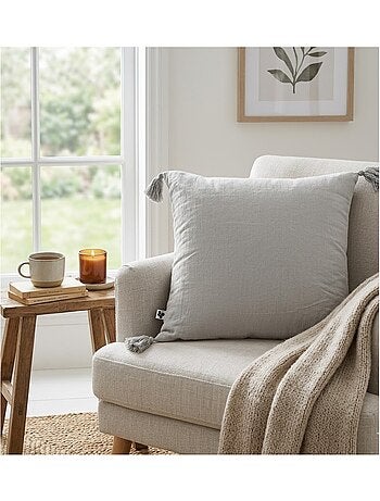 Coussin déhoussable GAIA – Gaze de coton avec passepoil élégant