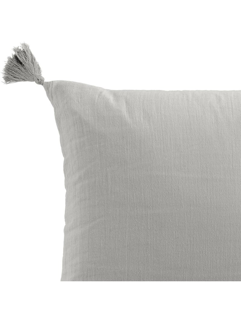 Coussin déhoussable GAIA – Gaze de coton avec passepoil élégant Gris clair - Kiabi