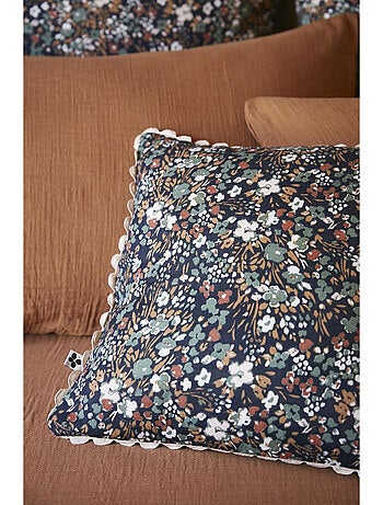 Coussin déhoussable – Gaze de coton imprimée – Capucine Minuit