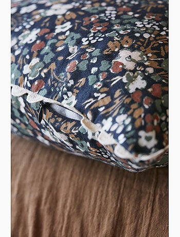 Coussin déhoussable – Gaze de coton imprimée – Capucine Minuit