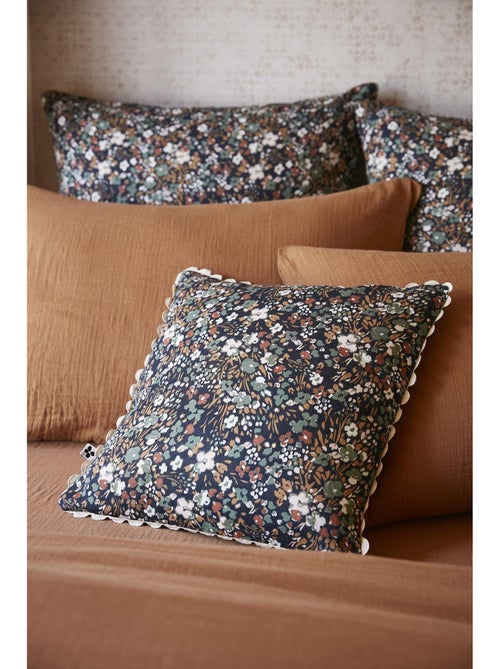 Coussin déhoussable – Gaze de coton imprimée – Capucine Minuit - Kiabi