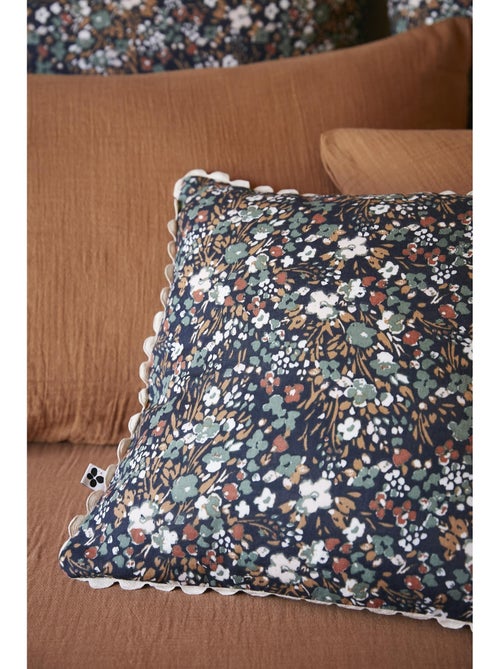 Coussin déhoussable – Gaze de coton imprimée – Capucine Minuit - Kiabi
