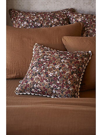 Coussin déhoussable – Gaze de coton imprimée – Capucine Minuit