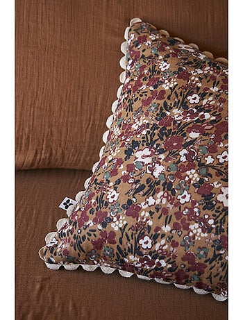 Coussin déhoussable – Gaze de coton imprimée – Capucine Minuit