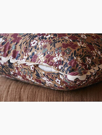 Coussin déhoussable – Gaze de coton imprimée – Capucine Minuit