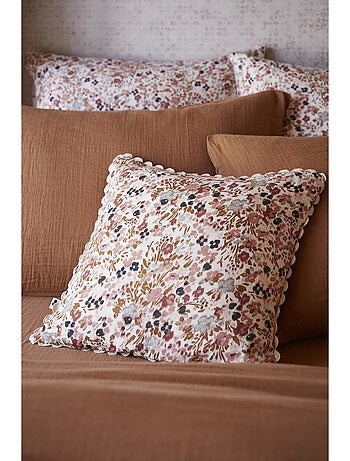 Coussin déhoussable – Gaze de coton imprimée – Capucine Minuit