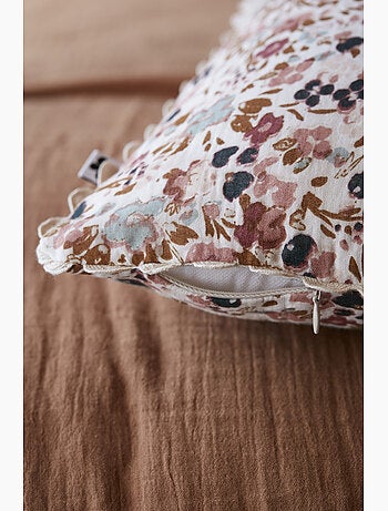 Coussin déhoussable – Gaze de coton imprimée – Capucine Minuit