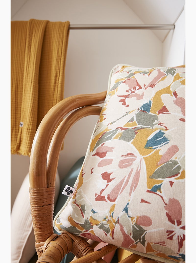 Coussin déhoussable – Gaze de coton imprimée CLARENCE Rose - Kiabi