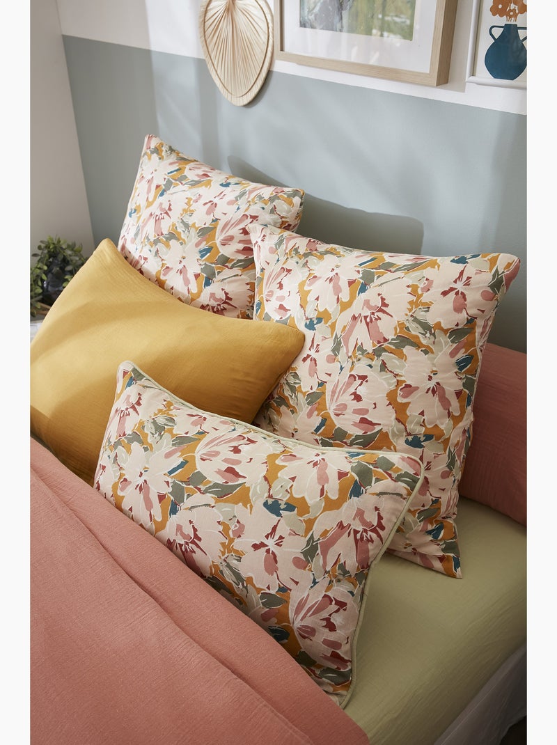 Coussin déhoussable – Gaze de coton imprimée CLARENCE Rose - Kiabi