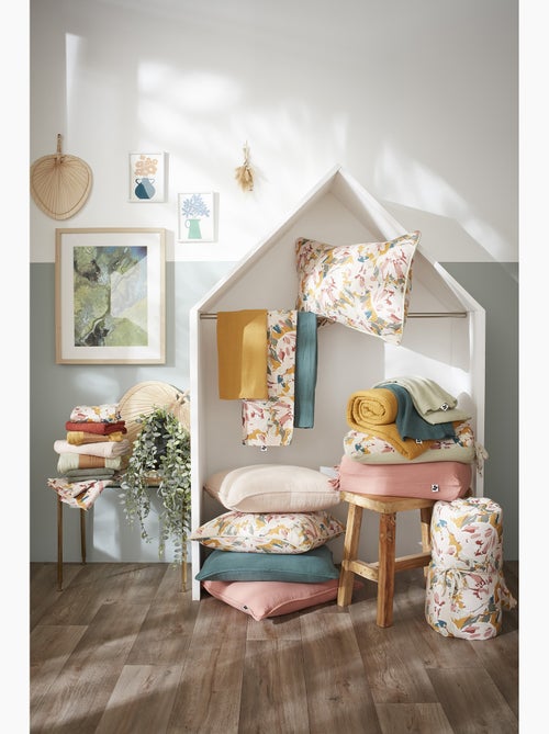 Coussin déhoussable – Gaze de coton imprimée CLARENCE - Kiabi