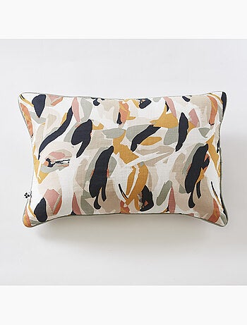 Coussin déhoussable – Gaze de coton imprimée JULIA – Passepoil contrasté