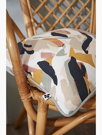 Coussin déhoussable – Gaze de coton imprimée JULIA – Passepoil contrasté