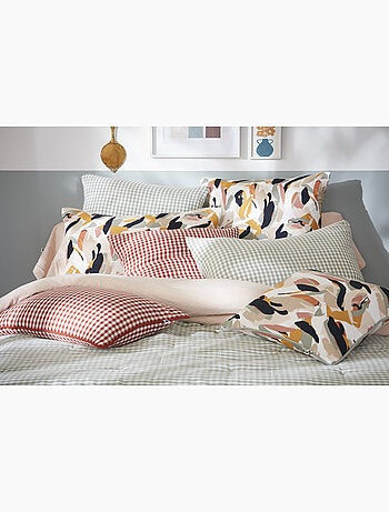 Coussin déhoussable – Gaze de coton imprimée JULIA – Passepoil contrasté