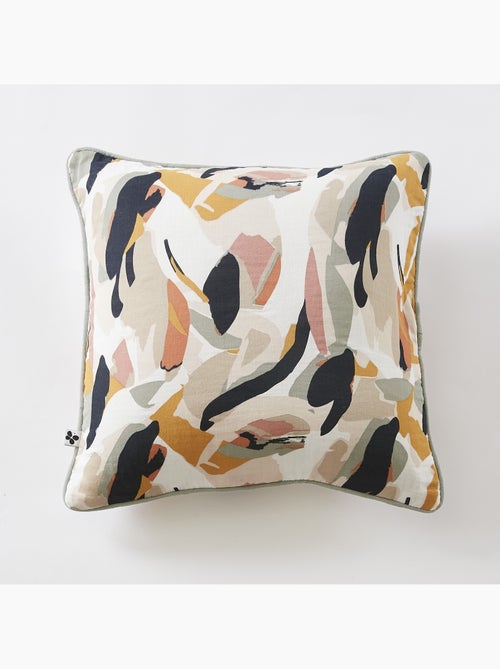 Coussin déhoussable – Gaze de coton imprimée JULIA – Passepoil contrasté - Kiabi