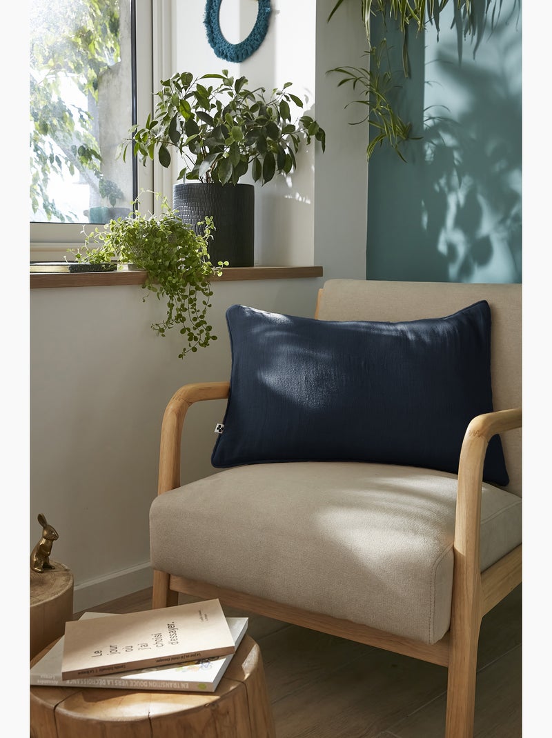 Coussin déhoussable – Gaze de coton unie GAÏA Bleu foncé - Kiabi