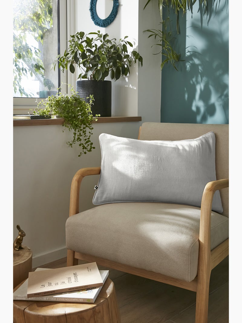 Coussin déhoussable – Gaze de coton unie GAÏA Gris nuage - Kiabi