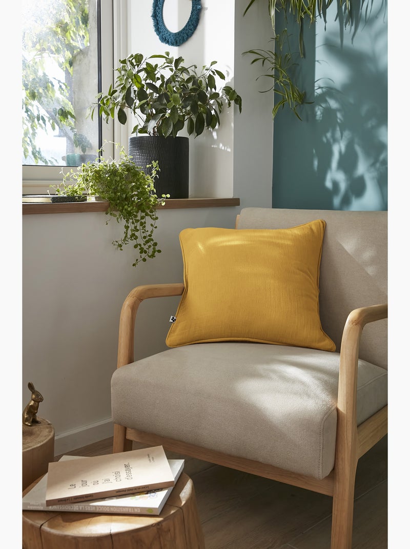 Coussin déhoussable – Gaze de coton unie GAÏA Safran - Kiabi
