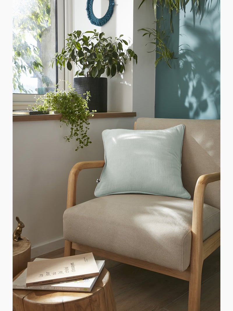 Coussin déhoussable – Gaze de coton unie GAÏA Vert eucalyptus - Kiabi
