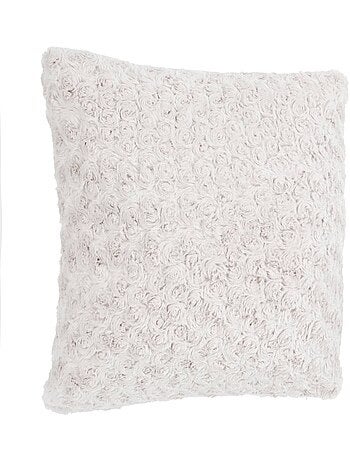 Coussin déhoussable imitation fourrure bouclette
