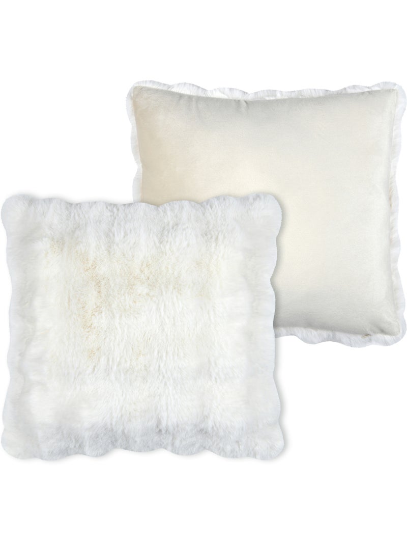 Coussin déhoussable imitation fourrure Ecru - Kiabi