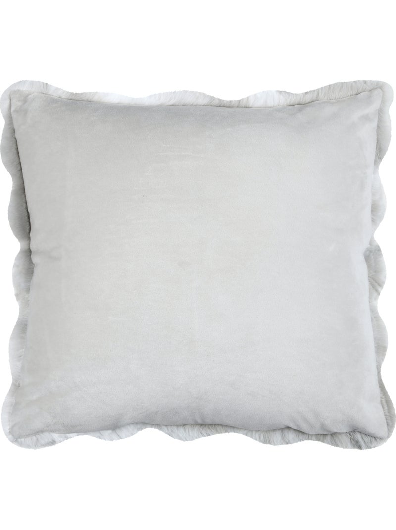 Coussin déhoussable imitation fourrure Gris clair - Kiabi