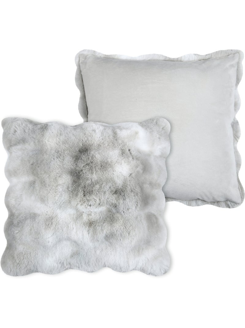 Coussin déhoussable imitation fourrure Gris clair - Kiabi